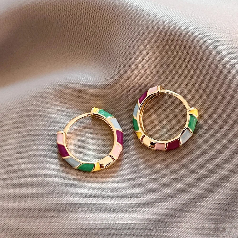 Aurélie | Gold Earrings with Colorful Enamel