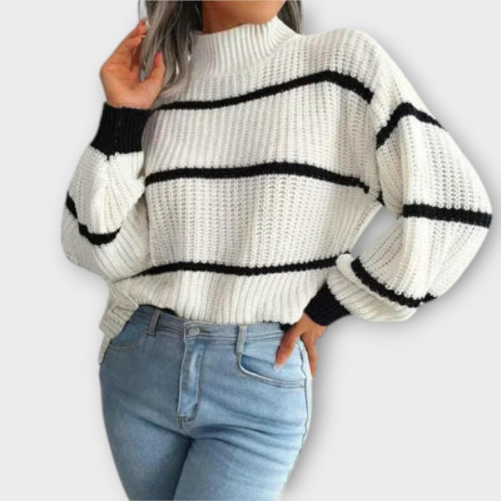 Chavala | Turtleneck Sweater with Stripes