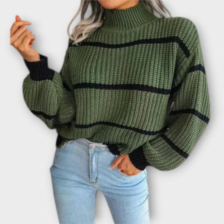 Chavala | Turtleneck Sweater with Stripes