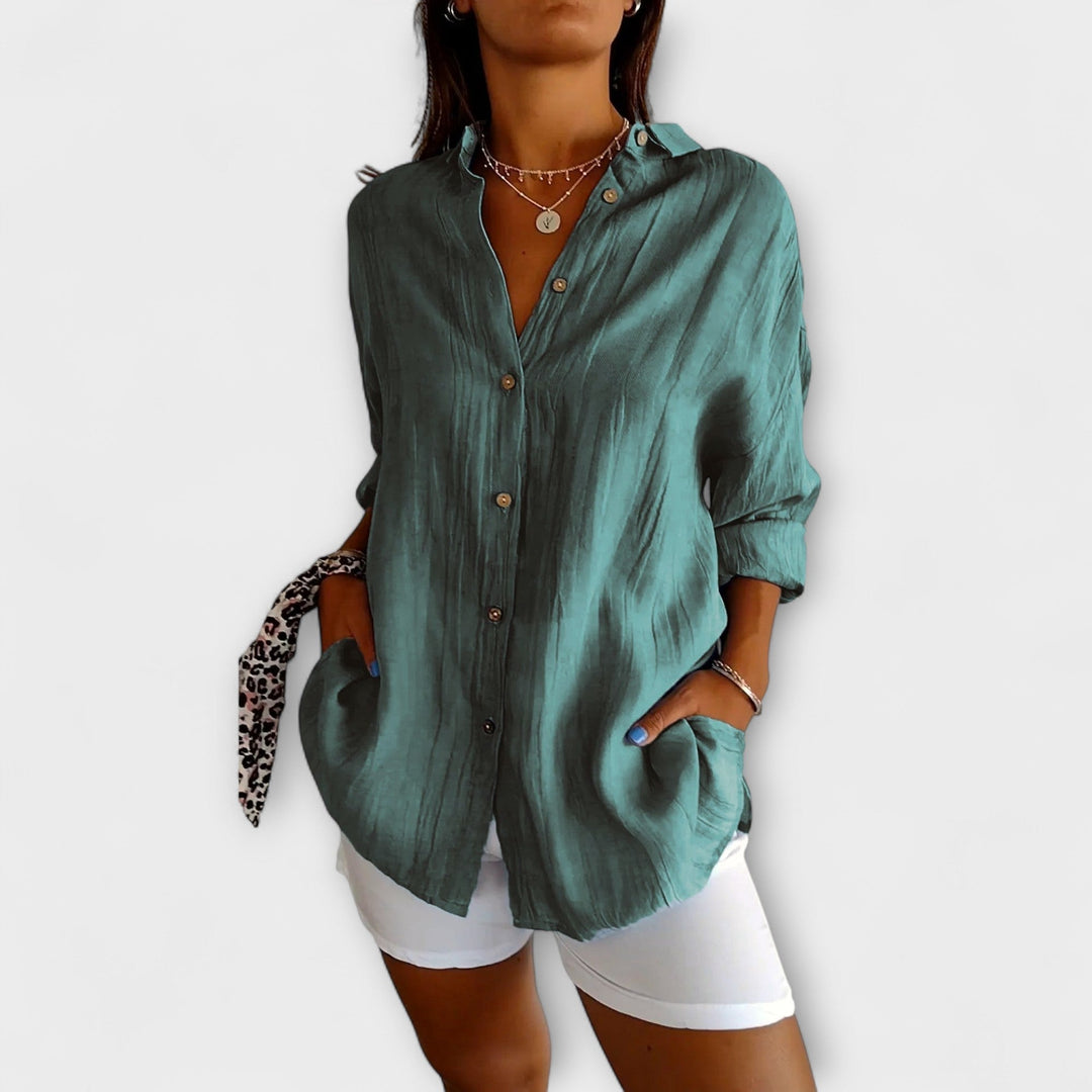 Saskia | Elegant Pleated Blouse